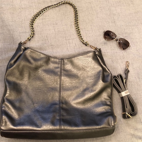 imoshion Handbags - Large Vegan Pewter Purse Shoulder Bag